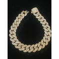thumbnail image 4 of 8.90 Carats Round Baguette Cut Diamonds Men's Cuban Link Chain Bracelet In Hallmark 14K Rose Gold, 4 of 15