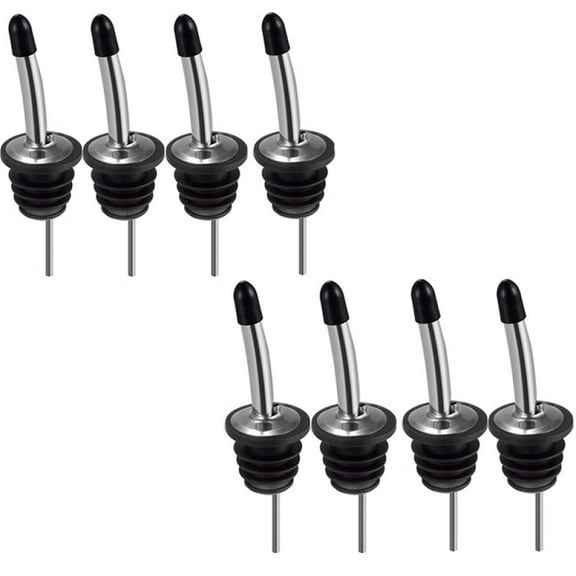 Liquor Bottle Pourers, 8 Pack Stainless Steel Olive Oil Spouts, Speed Pour Spouts With Sealed Dust Caps For Liquor, Wine, And Olive Oil Bottles