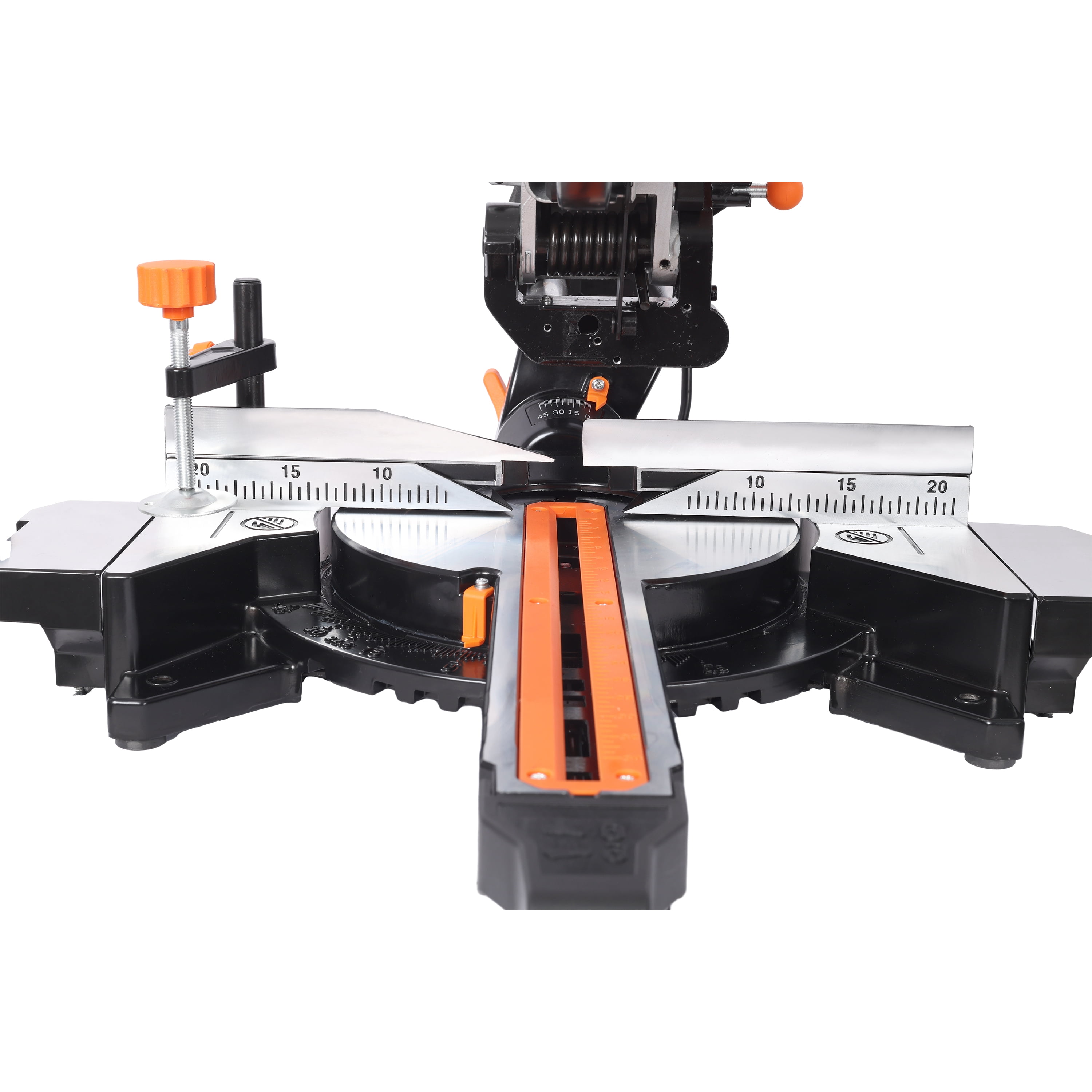 LuckyNote 10-Inch Single Bevel Double Speed Sliding Miter Saw, 48T Blade, 2-Speed 3200/5000 RPM, 3.5"x13" Cutting Capacity Black+Orange