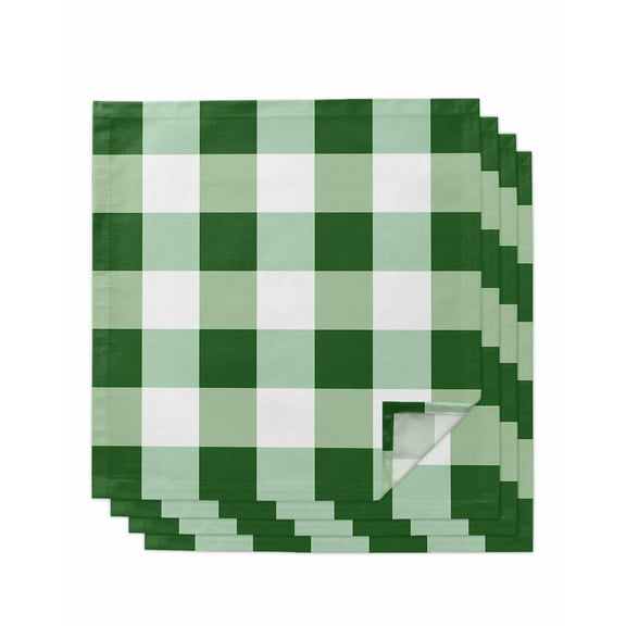 nqOlkjepod Green Plaid Cloth Napkins Set of 4 Reusable Dinner Napkins, Spring Summer Farmhouse Buffalo Checkered Cocktail Napkin Washable Table Napkins for Wedding/Holiday Party/Baby Shower 20"x20"