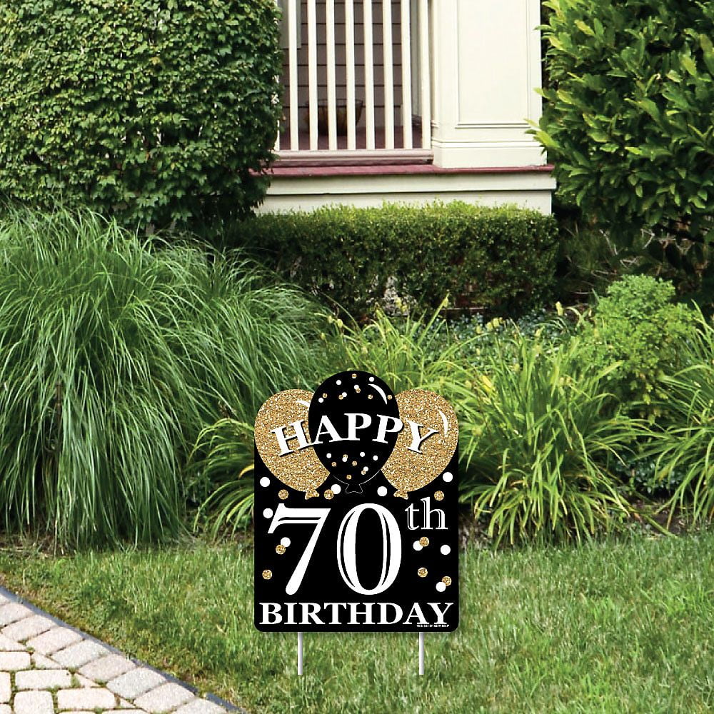 Adult 70th Birthday - Gold - Outdoor Lawn Sign - Birthday Party Yard Sign - 1 Piece