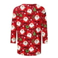 thumbnail image 4 of Giftesty Womens Shirts Plus Size Clearance Women's Fashion Christmas Printed T-Shirt 3/4 Sleeves Blouse Round Neck Casual Tops, 4 of 5