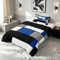 thumbnail image 2 of Manfei Abstract Grid Twin Comforter Sets, Navy Blue Checkered Bedding Set, Black Reversible 2pcs, 1 Comforter and 1 Pillowcase, 2 of 6