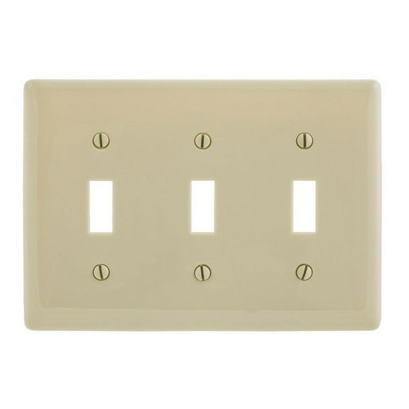 Hubbell NPJ3IZ 3-Gang Ivory Toggle Midsize Nylon Wall Plate