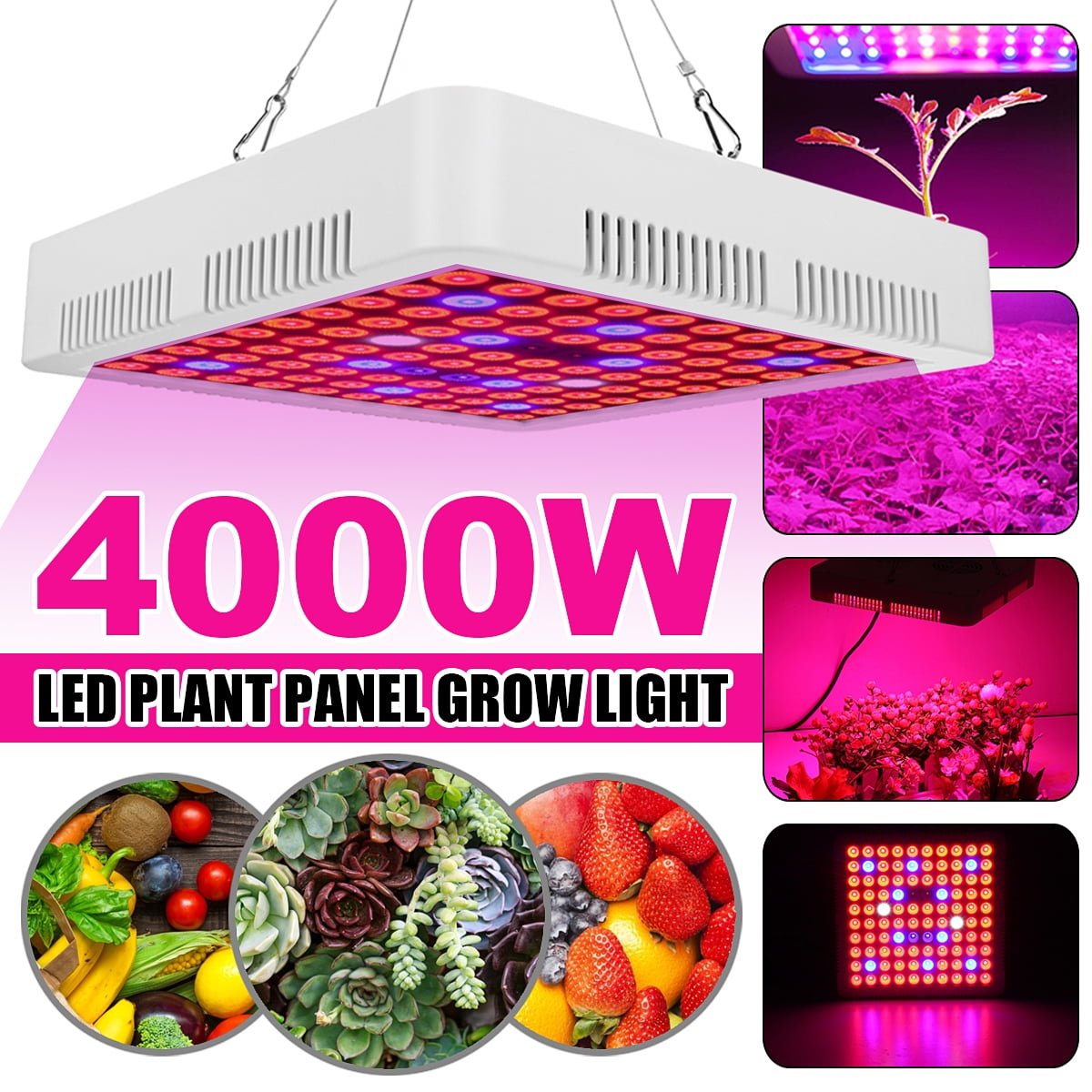 LED Grow Light, 4000W Full Spectrum for Indoor Plants Growing Lamp, 100  LEDs UV IR Red Blue Full Spectrum Plant Lights Bulb Panel