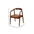 thumbnail image 4 of DecMode Teak Wood Dining Chair with Leather Seat, Brown, 4 of 15
