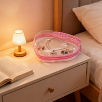 Pink Zippered Hard Shell Toiletry Bag- Upgrade Clear Makeup Bag with Heart-Shaped,Toy Storage Organizer Bins,Toiletry Pouch, Travel Organizer