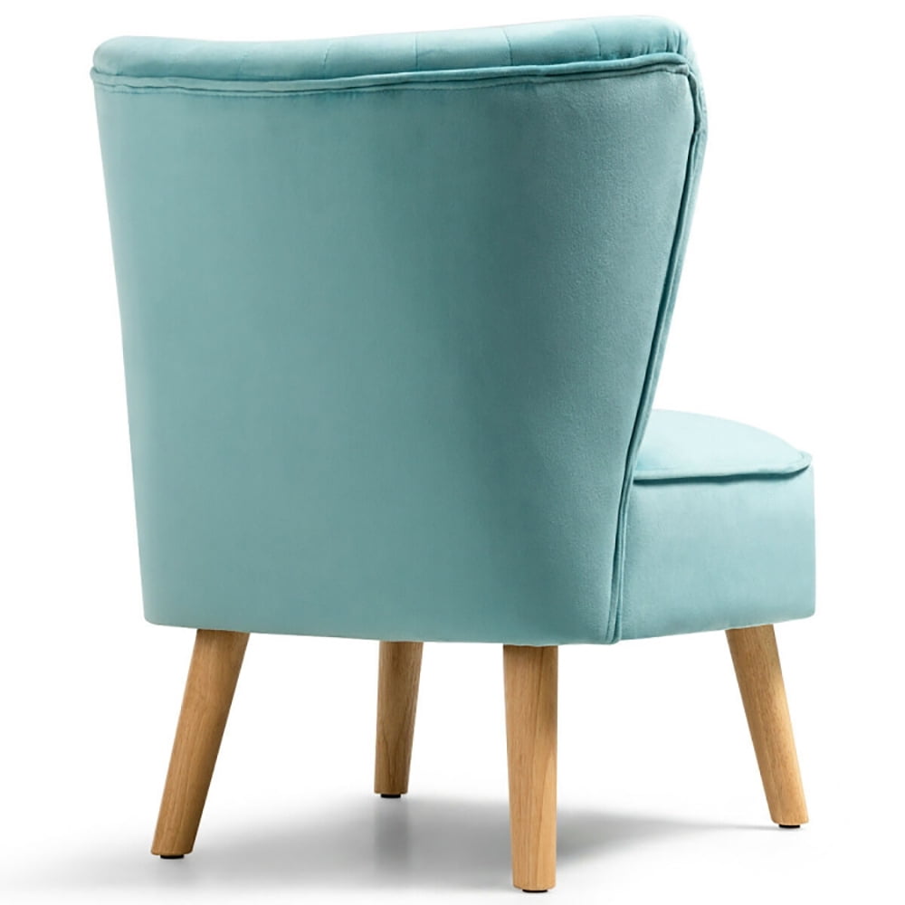 Finihen Velvet Accent Chair, Modern Armless Velvet Accent Chair with Wood Legs, Thickly Padded, Armless Wingback Club Chairs for Living Room, Bedroom, Green