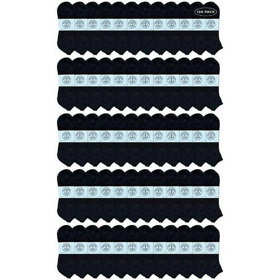 SOCKS'NBULK Mens Cotton No Show Socks, Soft Sports Socks In Bulk, King Size 13-16 (Black, 120)