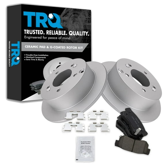 TRQ Premium Posi Ceramic Brake Pad & Coated Rotor Kit Fits Select Sonata Sportage Optima
