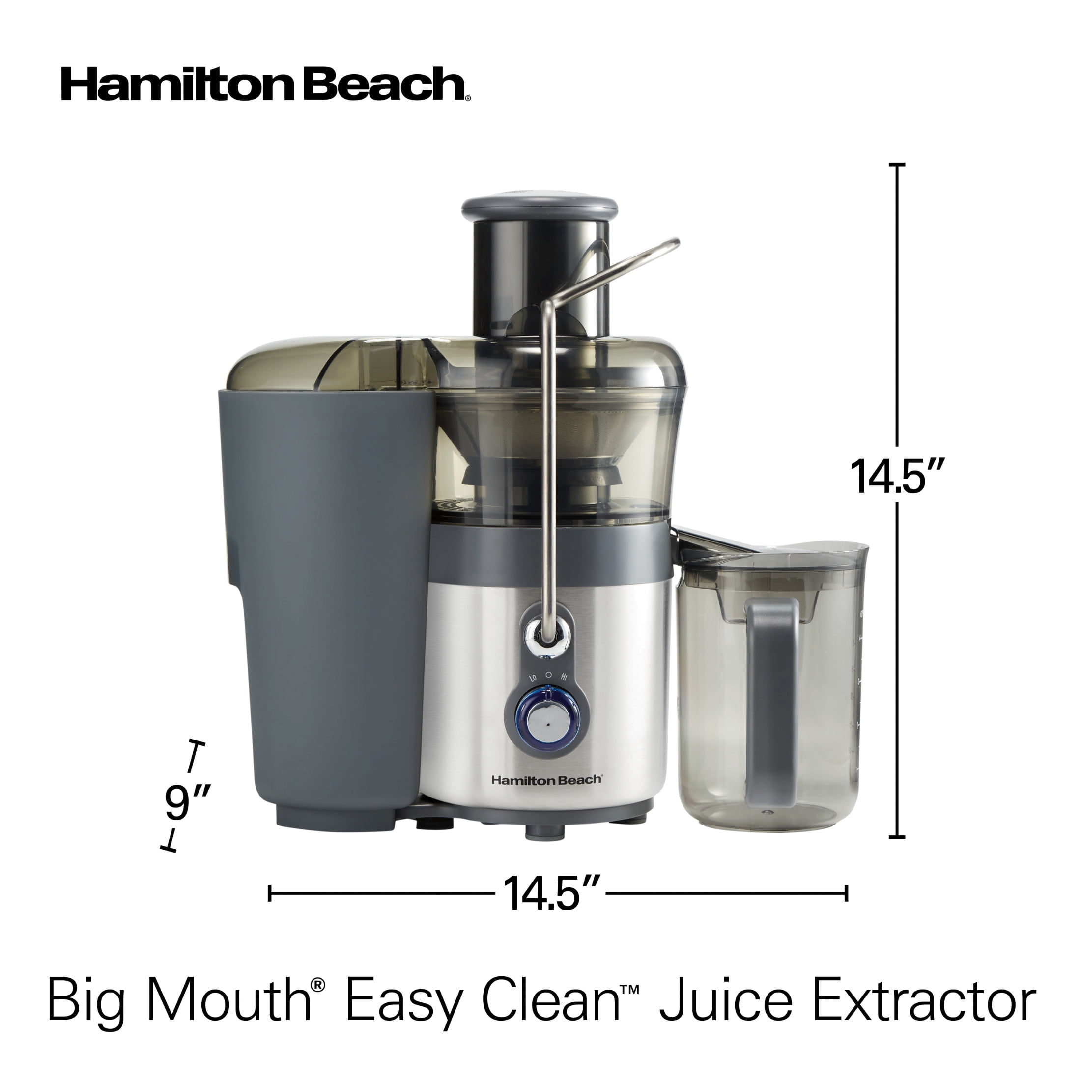 Hamilton Beach Big Mouth Easy Clean Juicer Machine for Fruits and Vegetables with Extra Large Chute,  Extractor de Jugos, Stainless Steel