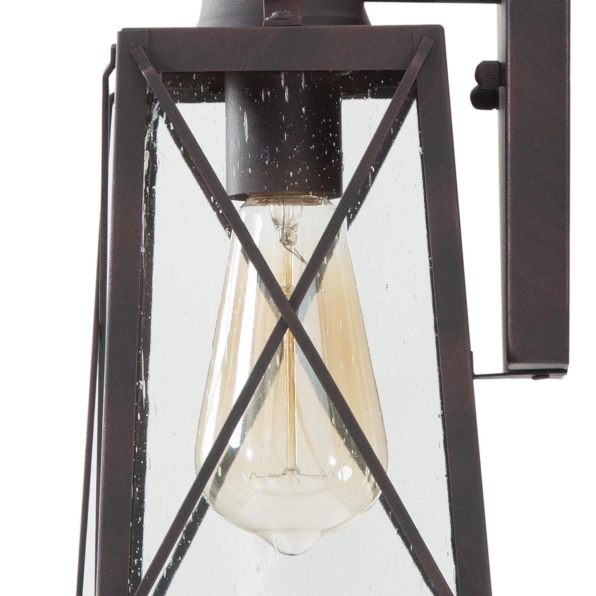 LNC 2pcs/Pack Trasitional Antique Bronze and Seeded Glass Square Shape Outdoor Wall Sconces