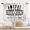 thumbnail image 3 of Rustic Black White Kitchen Curtains Short Small Funny Quotes Farmhouse Wooden Plank Wood Knife and Spoon Rod Pocket Country Farm Bedroom Living Room Treatment Fabric 2 Panels 27.5Wx39H Inch, 3 of 6