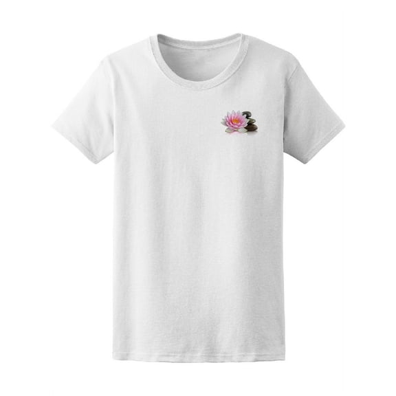 Cute Lotus Flower At Left Chest T-Shirt Women -Image by Shutterstock, Female XX-Large