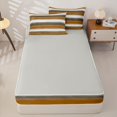 thumbnail image 4 of Homewish Brown Horizontal Stripes Zipper Twin Comforter Sets with Fitted Sheet and 2 Pillowcases,Abstract Modern Zipper Bedding Set,Light Gray Reversible,4pcs, 4 of 8