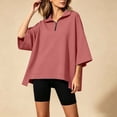 thumbnail image 5 of Guluxicc Women's Quarter Zip Sweatshirts Stand Collar 3/4 Sleeve Casual Loose Pullover Sweatshirts for Everyday Spring Fall Tops, 5 of 7