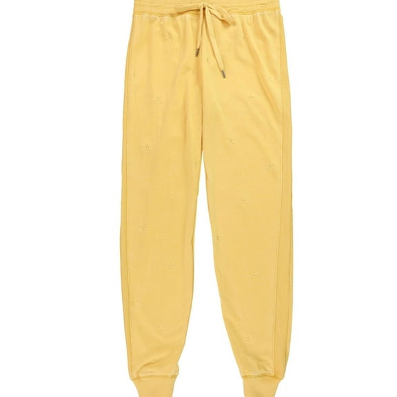 P.J. Salvage Womens Embroidered Stars Pajama Jogger Pants, Yellow, Small