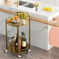 thumbnail image 4 of Bar Cart Gold Rolling Cart for Home,2 Tiers Bar Serving Cart Round Wine Cart with Handle, Metal Wine Rack and Casters, Serving Bar Trolley for Home Kitchen,Living Room,Christmas,New Year, 4 of 8