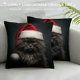 thumbnail image 3 of Nawypu  Christmas Pillow Cover  Cat with Hat Meowy Xmas Throw Pillow Winter Holiday Decorations Farmhouse Rustic Cushion Cover for Bed Chair Sofa Couch Rectangle, 3 of 5