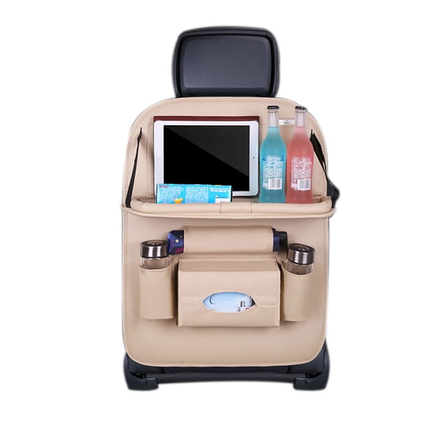 Riwesomey Auto asiento trasero organizador vehículo silla teléfono tableta beber botella titular almacenamiento bolsa de bolsillo Ventana automotriz Versión mejorada beige