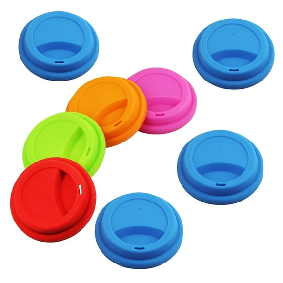 KAKOWELY 8pcs Dustproof Silicone Coffee Cup Lids Reusable Mug Cover Water Bottle Lid (Mixed Colors),3.74"X3.74"X0.83"