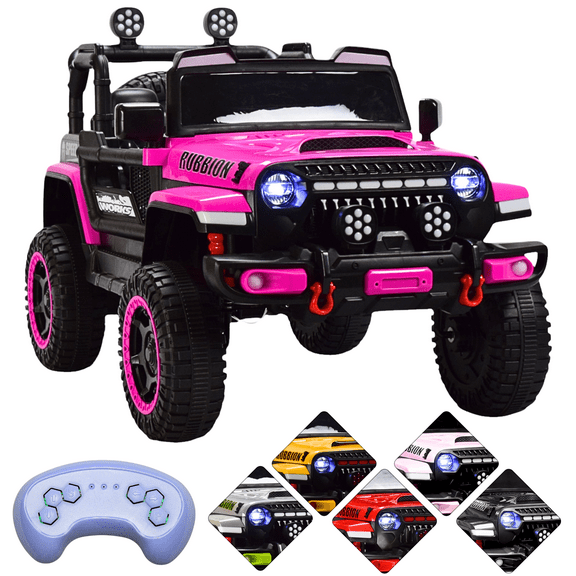 Camioneta eléctrica Montable para niños JOYKOO Control remoto Luz 12v rosa