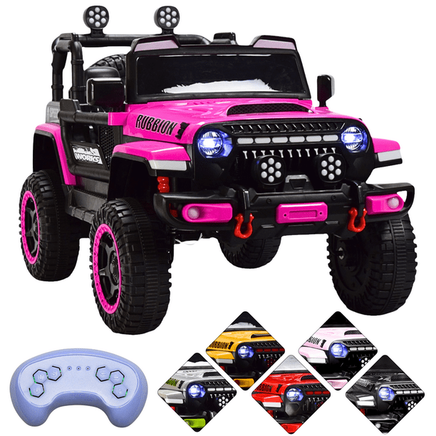 Camioneta eléctrica Montable para niños JOYKOO Control remoto Luz 12v rosa