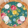 thumbnail image 2 of Pioneer Flower Floral Print Pattern Round Fitted Tablecloth with Elastic Edge,Dining Table Cover Waterproof,Outdoor Round Tablecloth for Camping,Dining,Indoor and Outdoor, 2 of 7
