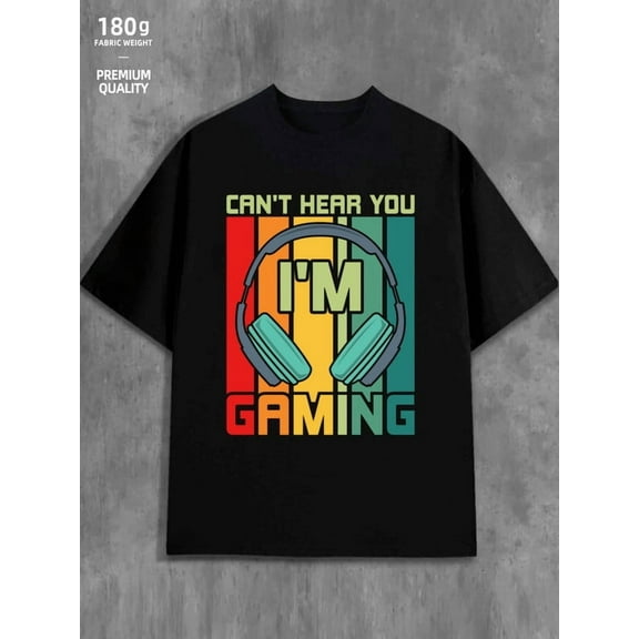 Gamer Headphones Tee men's game 180G 100% Cotton black game over game Fashion Unisex Shirt Crewneck tshirts Classic Unisex Shirt Crewneck tshirts Fashion Unisex Shirt Printed tshirts