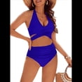 thumbnail image 3 of Traje de Baño de Dos Piezas con Control de Abdomen para Mujer, Bikini de Cintura Alta, 2025 Azul S, 3 of 8