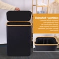 thumbnail image 3 of Leyfeng 160L Laundry Hamper with Lid Large Collapsible 3 Dividers Dirty Clothes Basket Organizer with Handles and Removable Inner Bags for Bedroom / Laundry Room / Closet / Bathroom / College, 3 of 8