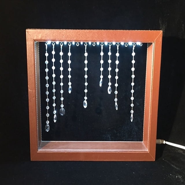 Cadre Photo en Cuir Marron avec Boules Suspendues Lampe de Bureau LED