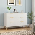 thumbnail image 1 of Commode à 6 Tiroirs, Commode à 6 Tiroirs, Grande Armoire de Rangement Commode au Design Moderne avec Base en Métal pour Chambre, Salon, Véranda, 1 of 7