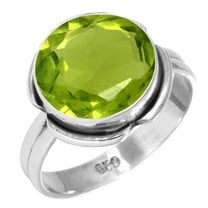925 Sterling Silver Ring For Women - Men Green Peridot Quartz Gemstone Silver Ring Size 6.5 August Birthstone Costume Silver Ring Size 6.5 Thanksgiving Gift For Mom Gemstone 925 Silver Jewelry