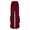 thumbnail image 6 of Ltctricy Women's Vintage Flared Leggings Casual High Waisted Tie Side Ruffle Workout Yoga Pants Gothic Bell Bottoms(Wine,X-Large), 6 of 7