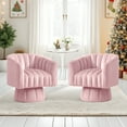 thumbnail image 3 of Korser 360° Swivel Accent Chair with Velvet Upholstered Swivel Barrel Chairs for Living Room, Bedroom,Pink, 3 of 8