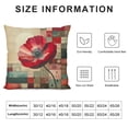 thumbnail image 5 of GOSMITH  Flower Pillow Cushion Cover, Red Poppy Flower Grungy Paint Brush Effect Beige Floral Design Digital Art Print, Decorative Square Accent Pillow Case, Red Ivory, 5 of 5