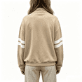 thumbnail image 5 of Sewkxo Women Half Zip Striped Pullover Lapel Zipper Up Long Sleeve Sweatshirts Solid Trendy Loose Fit Casual Quarter Zip Tops,Khaki 2XL, 5 of 5