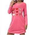thumbnail image 2 of Sakmal Love Moomoo Nightgownss Women Lightweight Valentines Long Sleeve Sleepshirt Heart Print Knee Length Ladies Nightgown XL, 2 of 6