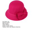 thumbnail image 7 of Eoperou Solid Color Wide Brim Round Dome Warm Woolen Hat Women Autumn Winter Elegant Bowknot Decor Felt Fedora Hat Daily Wear, 7 of 7
