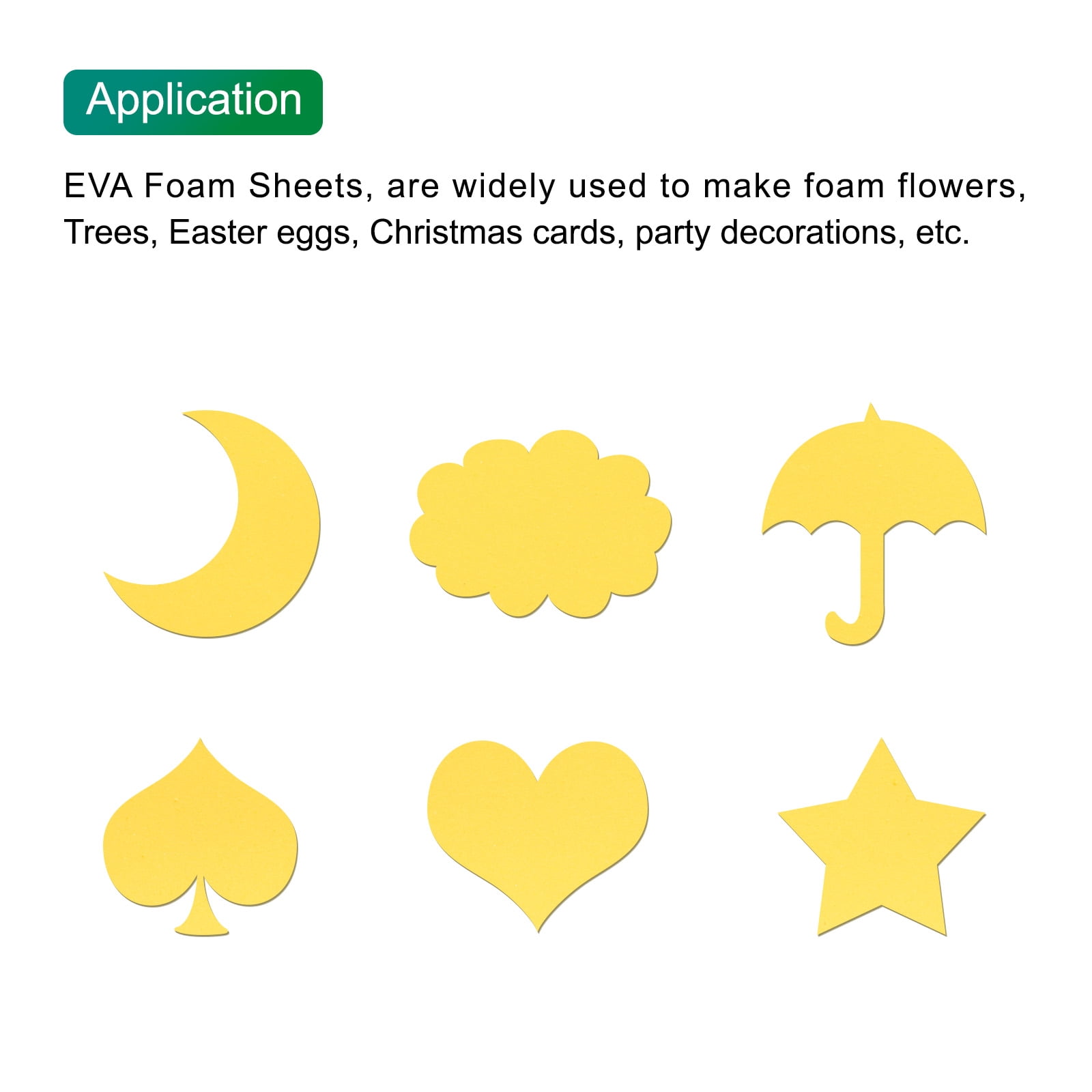 Uxcell EVA Foam Sheets Gold Yellow 35.4 Inch x 19.7 Inch 1mm Thick Crafts Foam EVA Sheets for Arts and Crafts 10Pcs