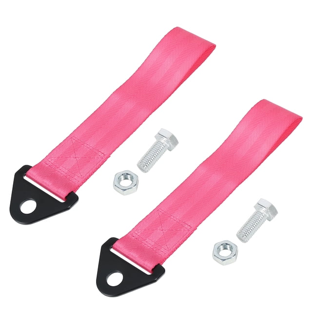 2uds Universal Auto Remolque Gancho Parachoques Remolque Cinturón Correa Rosa