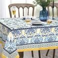 thumbnail image 2 of Blue Yellow Floral Pattern Tablecloth, French Country Tablecover for Rectangle Tables 60 x 84,Perfect for Kitchen Dinner Restaurant Holiday Picnic Party Table Cover, 2 of 6