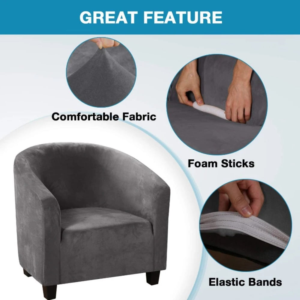 ATJIA Velvet Tub Chair Covers for Armchairs Club Chair Slipcover Wing Back Covers High Stretch Sofa Covers for Living Room