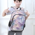 thumbnail image 6 of FORMRS Unisex School Backpack 17" Student Travel Bag with Laptop Compartment, Purple Marble Pattern, 6 of 7