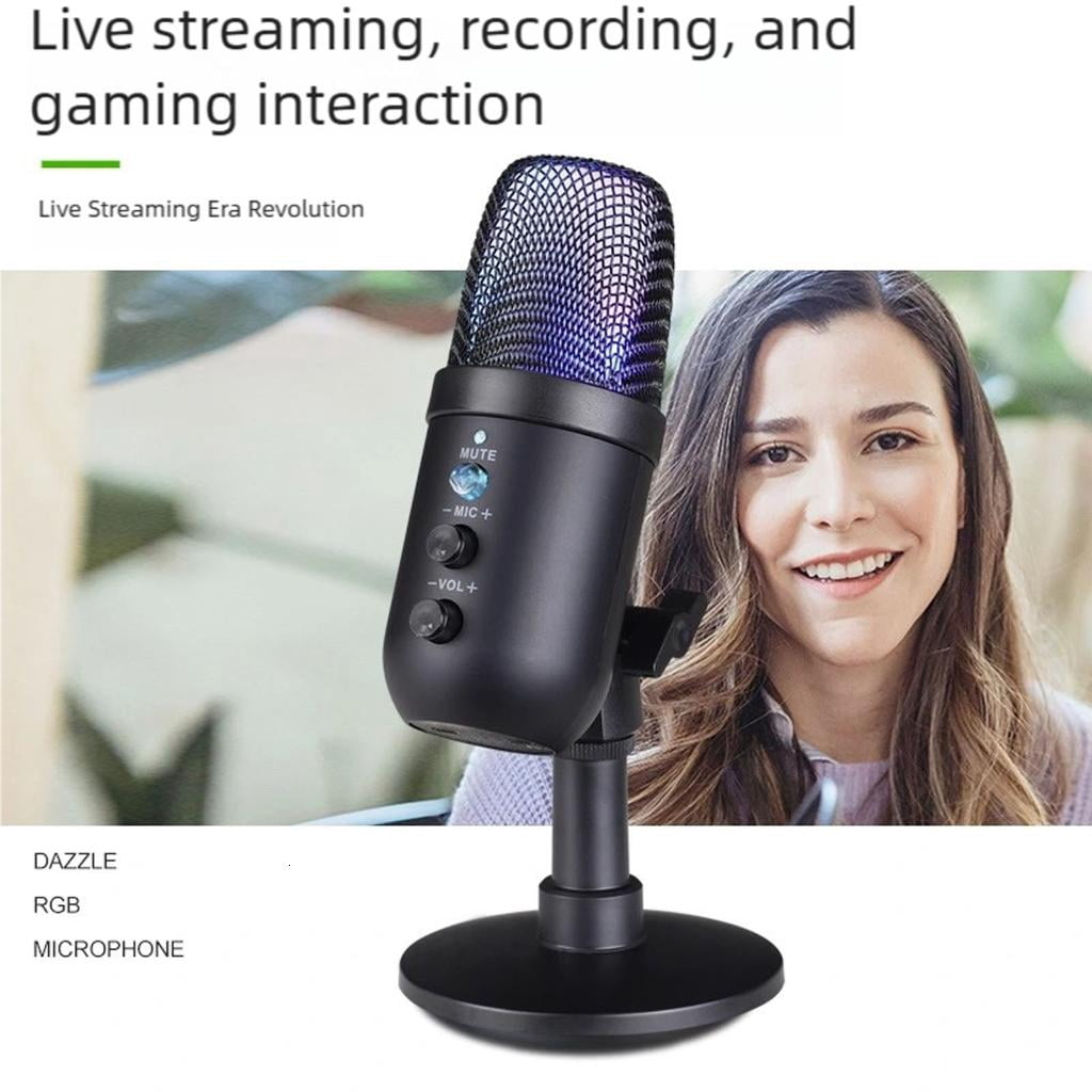 USB Condenser Microphone Live Streaming Home Computer Game Noise Cancellation Corded Microphone Accessories
