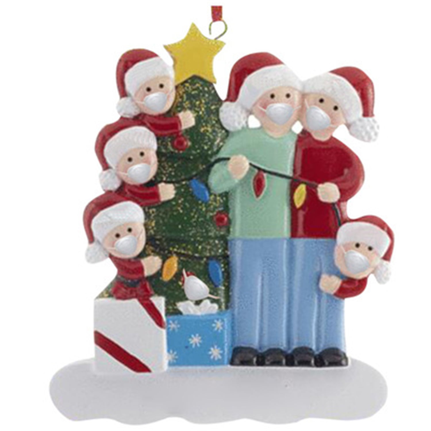 TELAOTE Christmas Decorations Personalized 6 Family Members Name Christmas Ornament Kit 2020 DIY Survivor Family Customized Christmas Tree Pendant Creative Gift