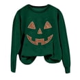 thumbnail image 5 of Trendfront Womens Halloween Pumpkin Face Sweatshirts Crewneck Long Sleeve Rhinestone Graphic Jack O Lantern Design Casual Fall Pullover Tops, 5 of 7