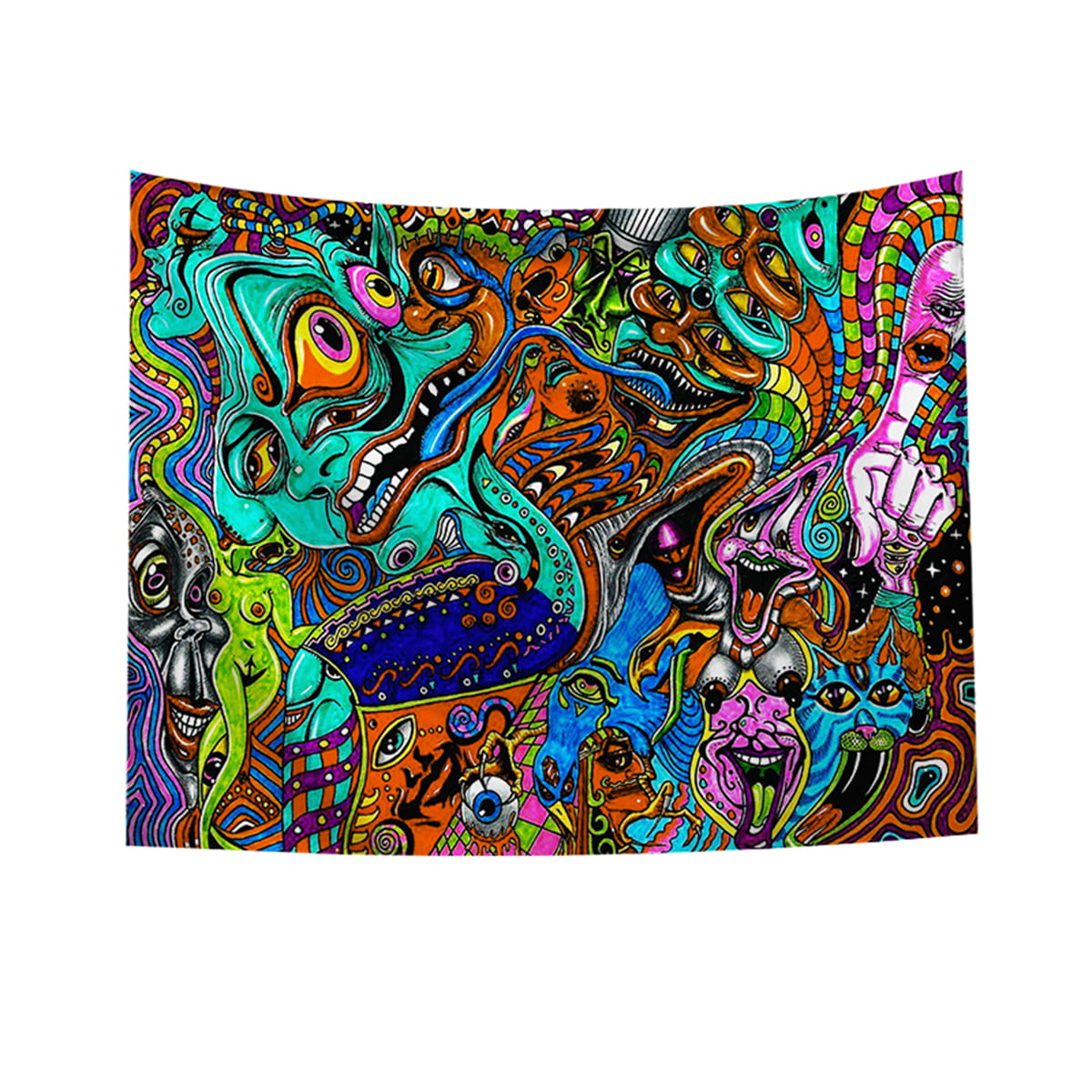 Psychedelic Tapestry Mysterious Hippie Colorful Abstract Trippy Retro Pattern 