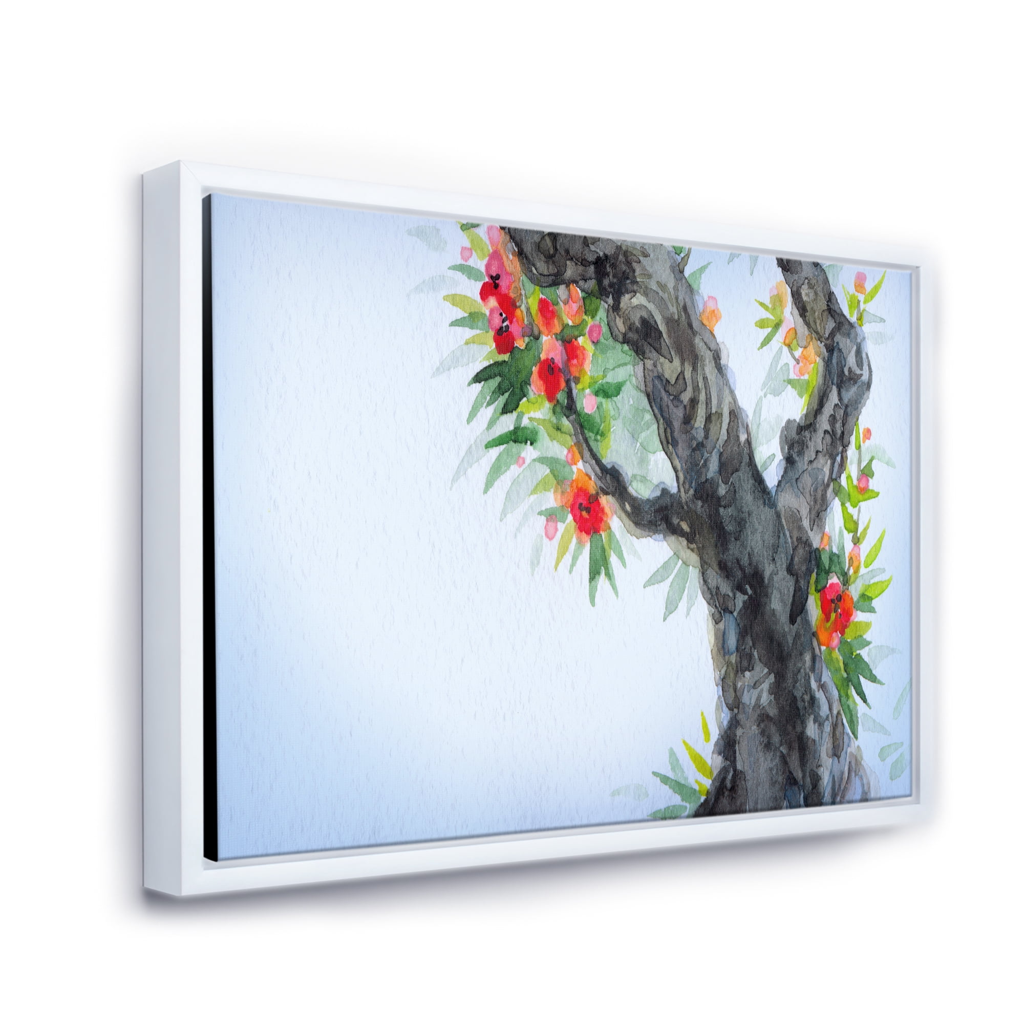 Designart 'Blooming Flowers Of An Old Tree In Spring I' Traditional Framed Canvas Wall Art Print